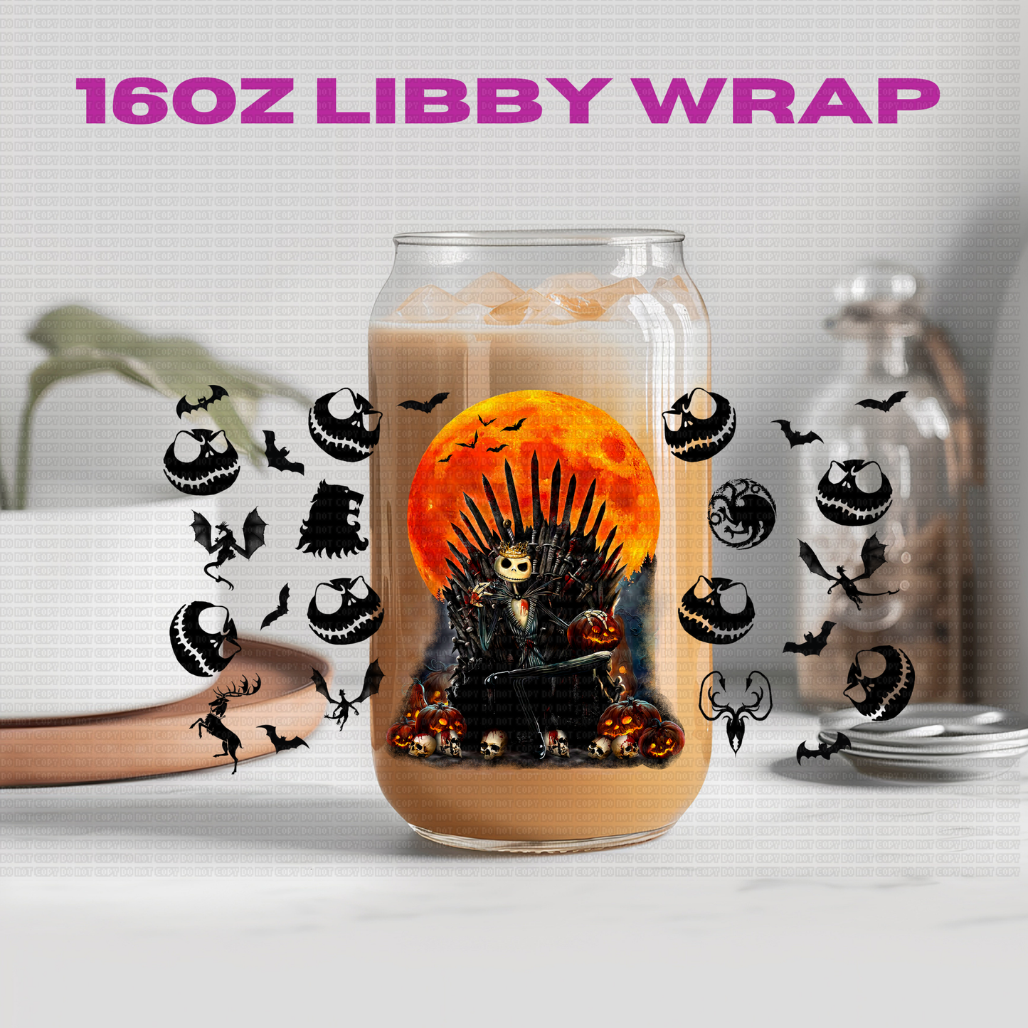 Halloween NBJ Skeleton Jak Collection - 16 oz / 20 oz Libby UV DTF Wrap