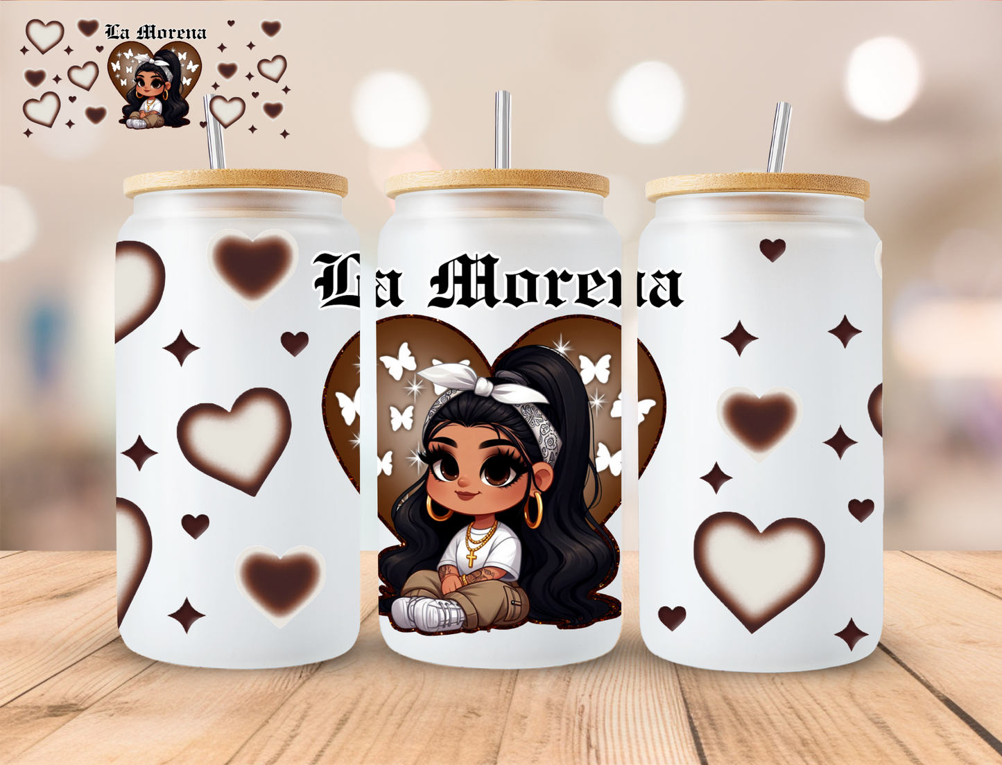 La Morena - 16 oz / 20 oz Libby UV DTF Wrap EXCLUSIVE DESIGN