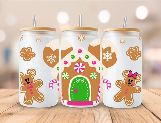 Gingerbread House And Cookies - 16oz Libby UV DTF Wrap RTS