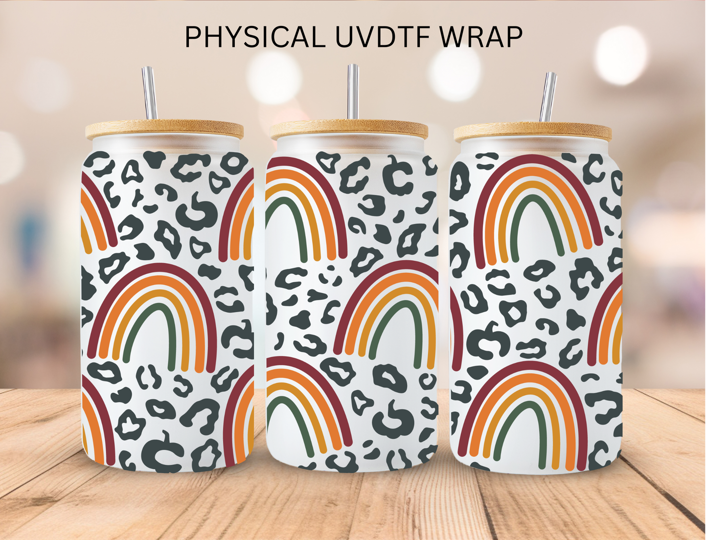 Animal Print Rainbows - 16 oz / 20 oz Libby UV DTF Wrap