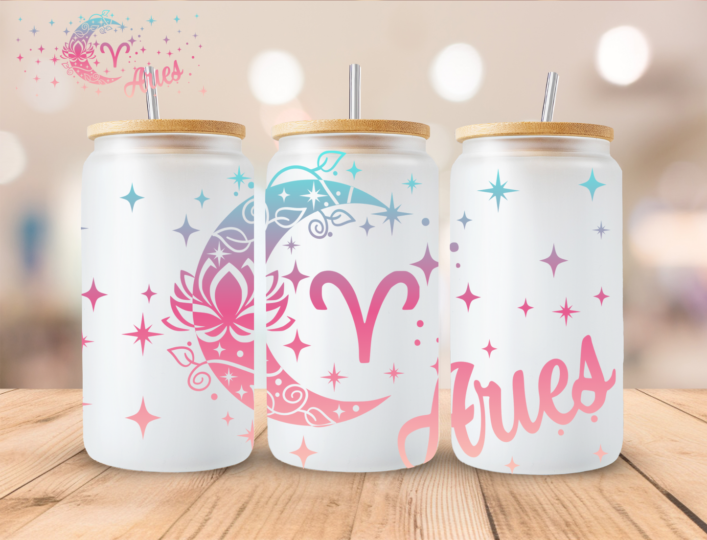 Aries Moon - 16 oz / 20 oz Libby UV DTF Wrap