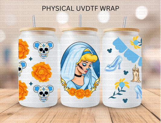 DOTD Day Of Dead Glass Slipper Princess - 16 oz / 20 oz Libby UV DTF