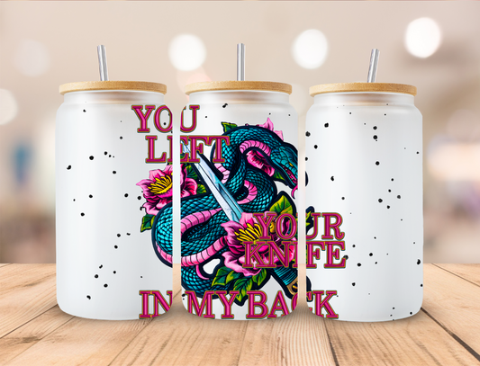 Polka Dot Snake You Left Your Knife In My Back - 16 oz / 20 oz Libby UV DTF Wrap EEE EXCLUSIVVE DESIGN