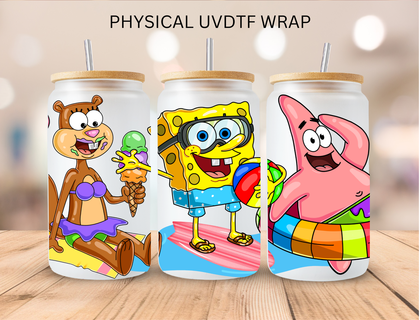 Sponge Beach Party - 16 oz / 20 oz Libby UV DTF Wrap