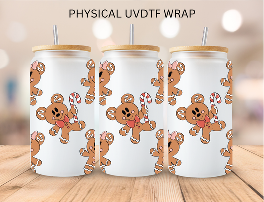 Christmas Gingerbread Mouse - 16 oz / 20 oz Libby UV DTF Wrap