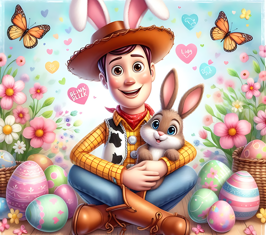 Easter Print Toy Cowboy Bunny - 20 Oz Straight Sublimation Transfer