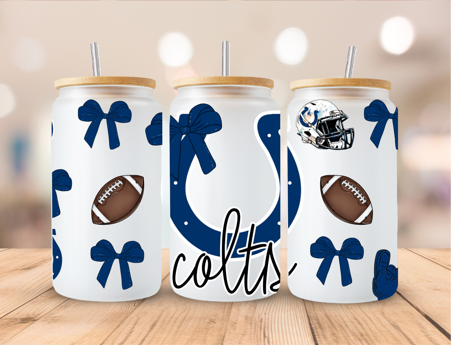 Football Sports Colts - 16 oz / 20 oz Libby UV DTF Wrap