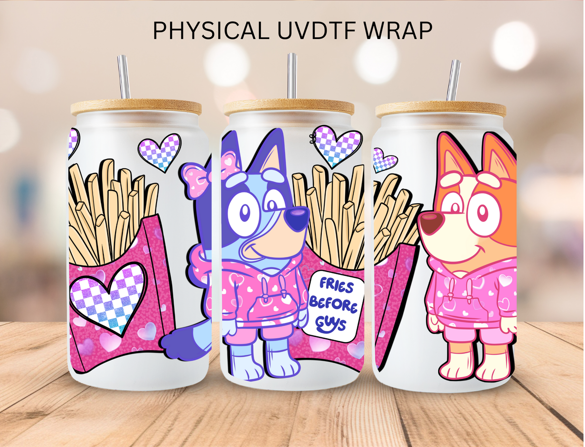 Valentines Blue Dog - 16 oz / 20 oz Libby UV DTF