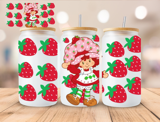 Allover Strawberry Girl Shortcake Collection - 16 oz / 20 oz Libby UV DTF Wrap