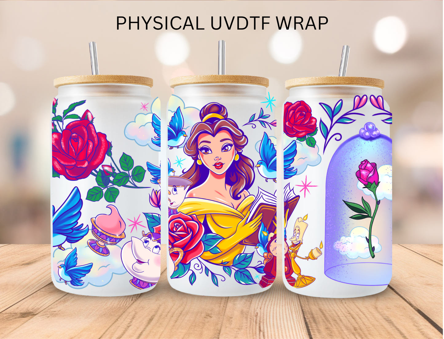 Floral Beauty Princess - 16 oz / 20 oz Libby UV DTF Wrap
