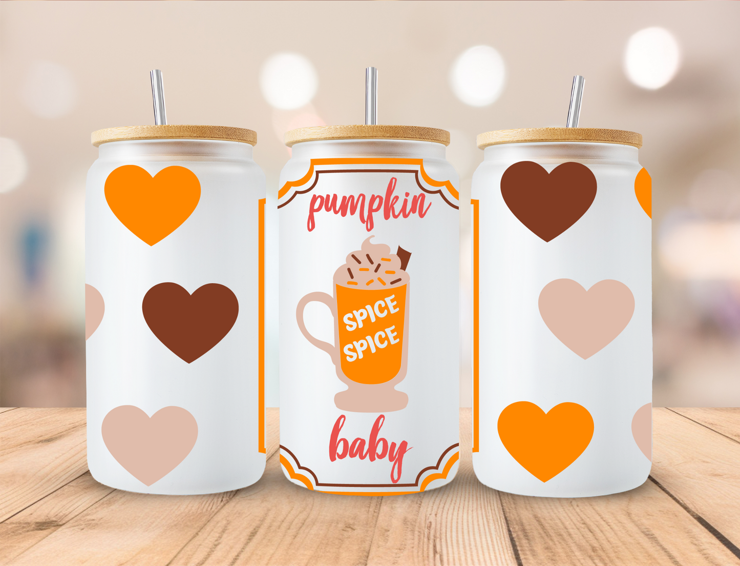 Fall Pumpkin Baby - 16oz Libby UV DTF Wrap