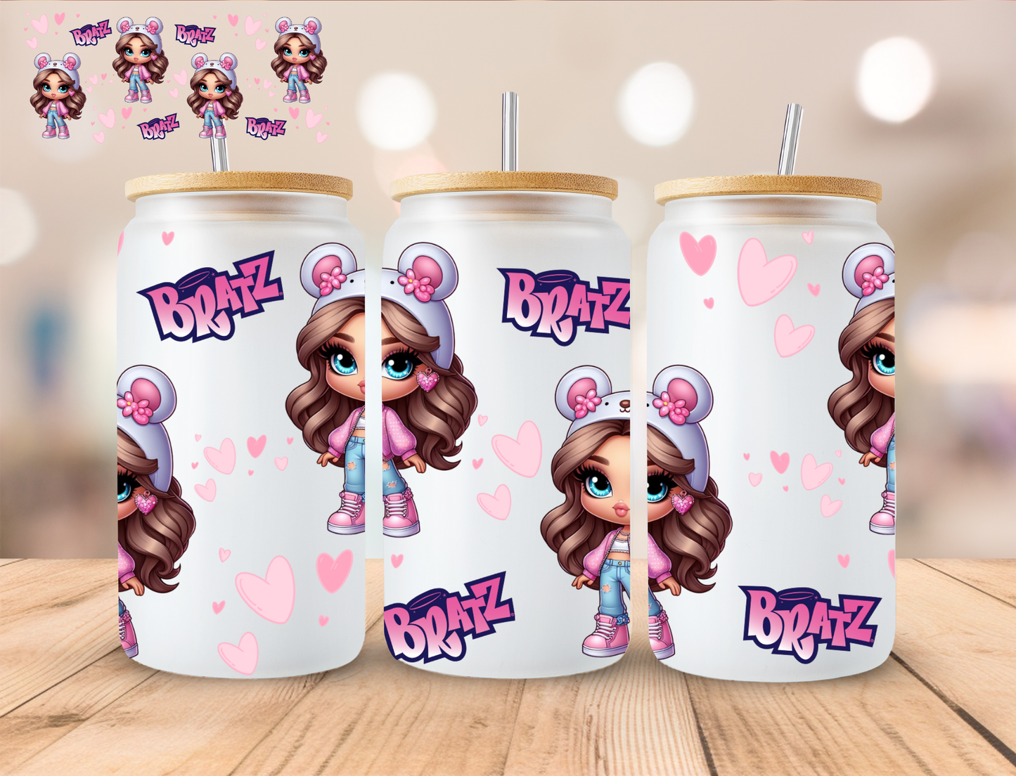 Bear Doll - 16 oz / 20 oz Libby UV DTF Wrap