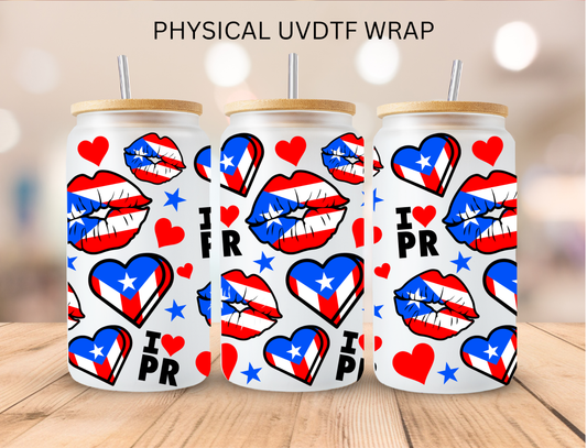 Puerto Rico Lips - 16 oz / 20 oz Libby UV DTF Wrap