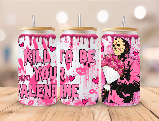 Valentines Masked Horror - 16 oz / 20 oz Libby UV DTF Wrap