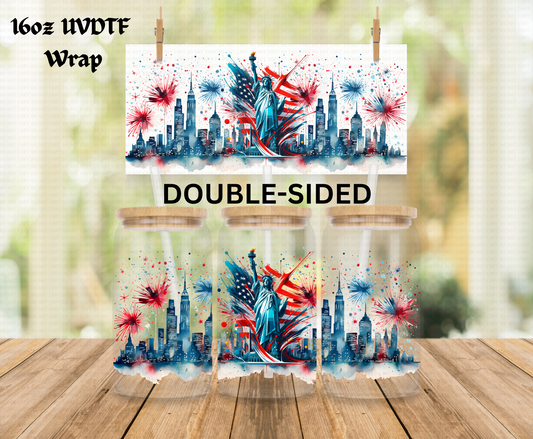 Patriotic Liberty - 16 oz Libby UV DTF DOUBLESIDED Wrap RTS