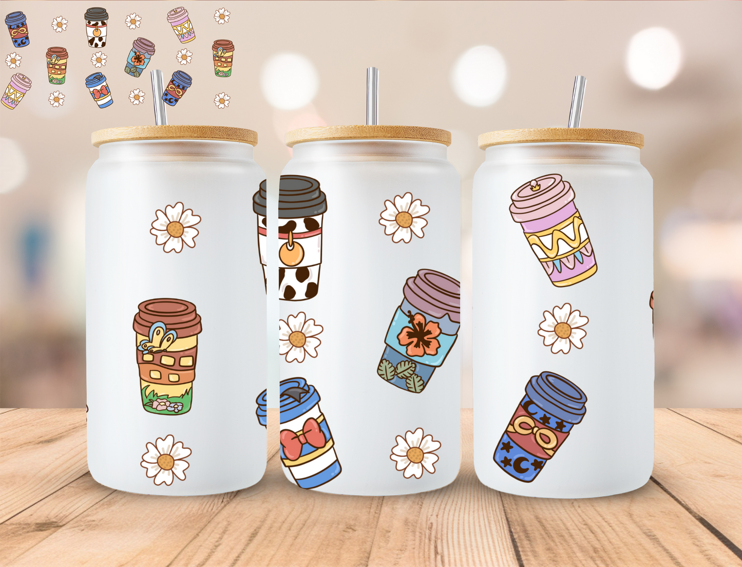 Inspired Cowboy Coffee - 16 oz / 20 oz Libby UV DTF Wrap