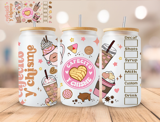 Cafecito Y Chisme - 16 oz / 20 oz Libby UV DTF Wrap