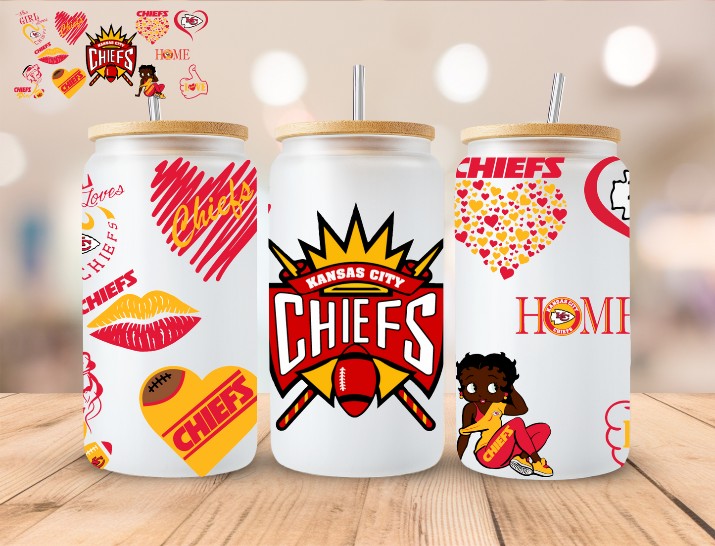 Football Chiefs - 16 oz / 20 oz Libby UV DTF Wrap EXCLUSIVE DESIGN