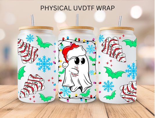 Christmas Cake Trees And Ghosts - 16 oz / 20 oz Libby UV DTF Wrap