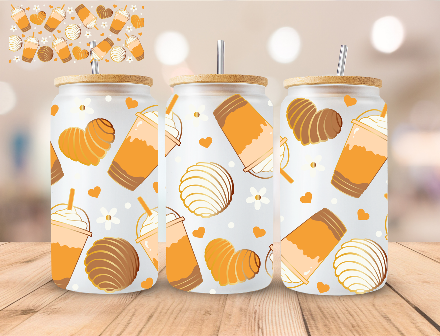 Orange Concha- 16 oz / 20 oz Libby UV DTF Wrap