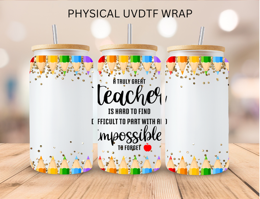 Teacher Colored Pencils - 16 oz / 20 oz Libby UV DTF Wrap