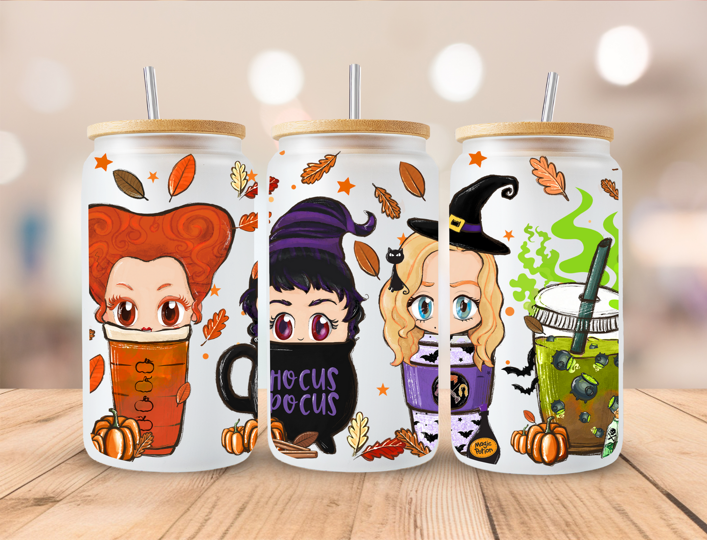 Halloween Witch Coffee - 16oz Libby UV DTF Wrap