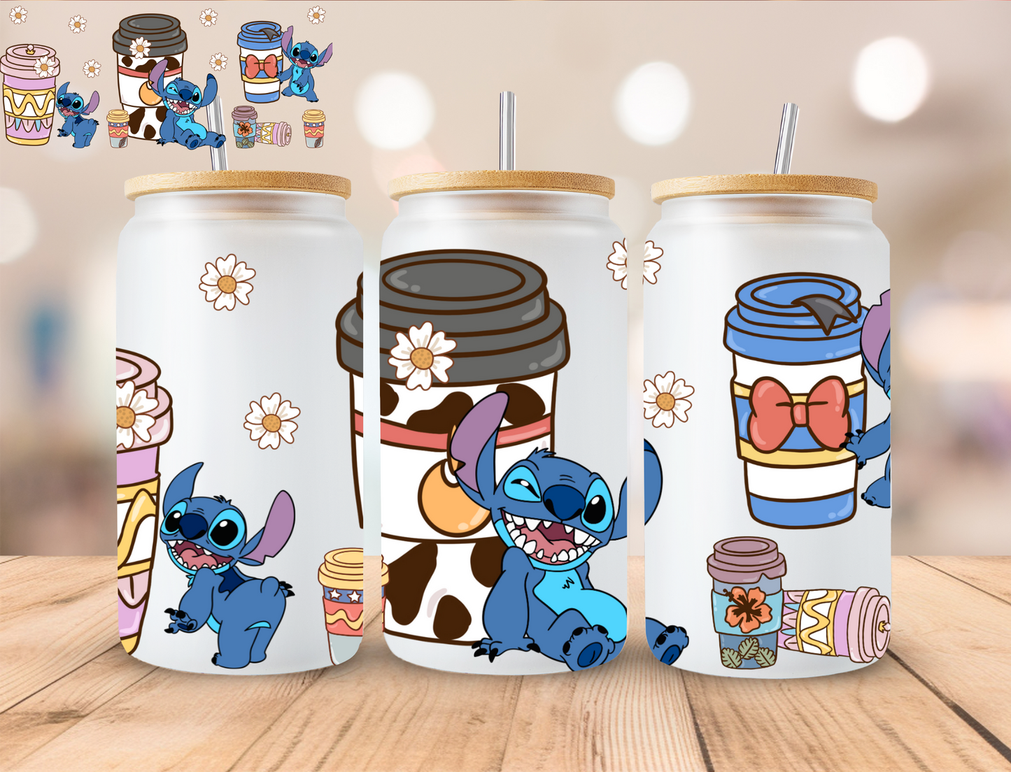 Inspired Cowboy Coffee and Alien - 16 oz / 20 oz Libby UV DTF Wrap