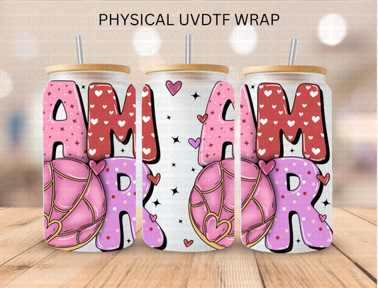 Valentines Concha AMOR Latino - 16 oz / 20 oz Libby UV DTF Wrap