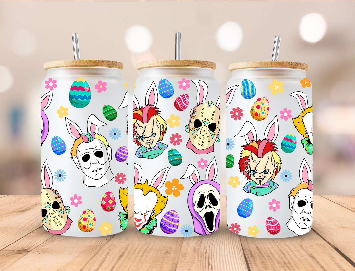 Horror Easter Bunnies - 16 oz / 20 oz Libby UV DTF Wrap
