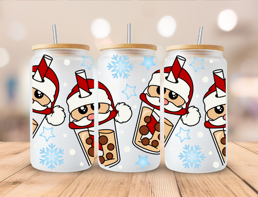 Christmas Santa Boba - 16oz Libby UV DTF Wrap