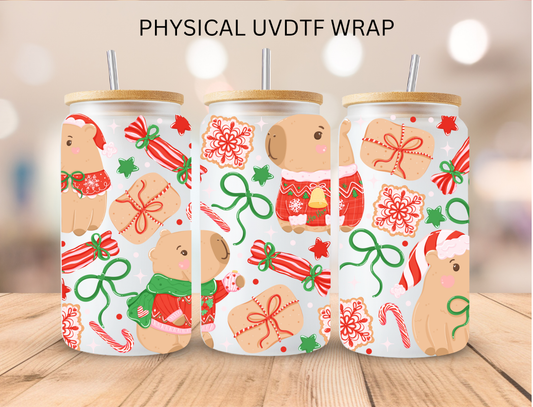Christmas Capybara - 16 oz / 20 oz Libby UV DTF Wrap