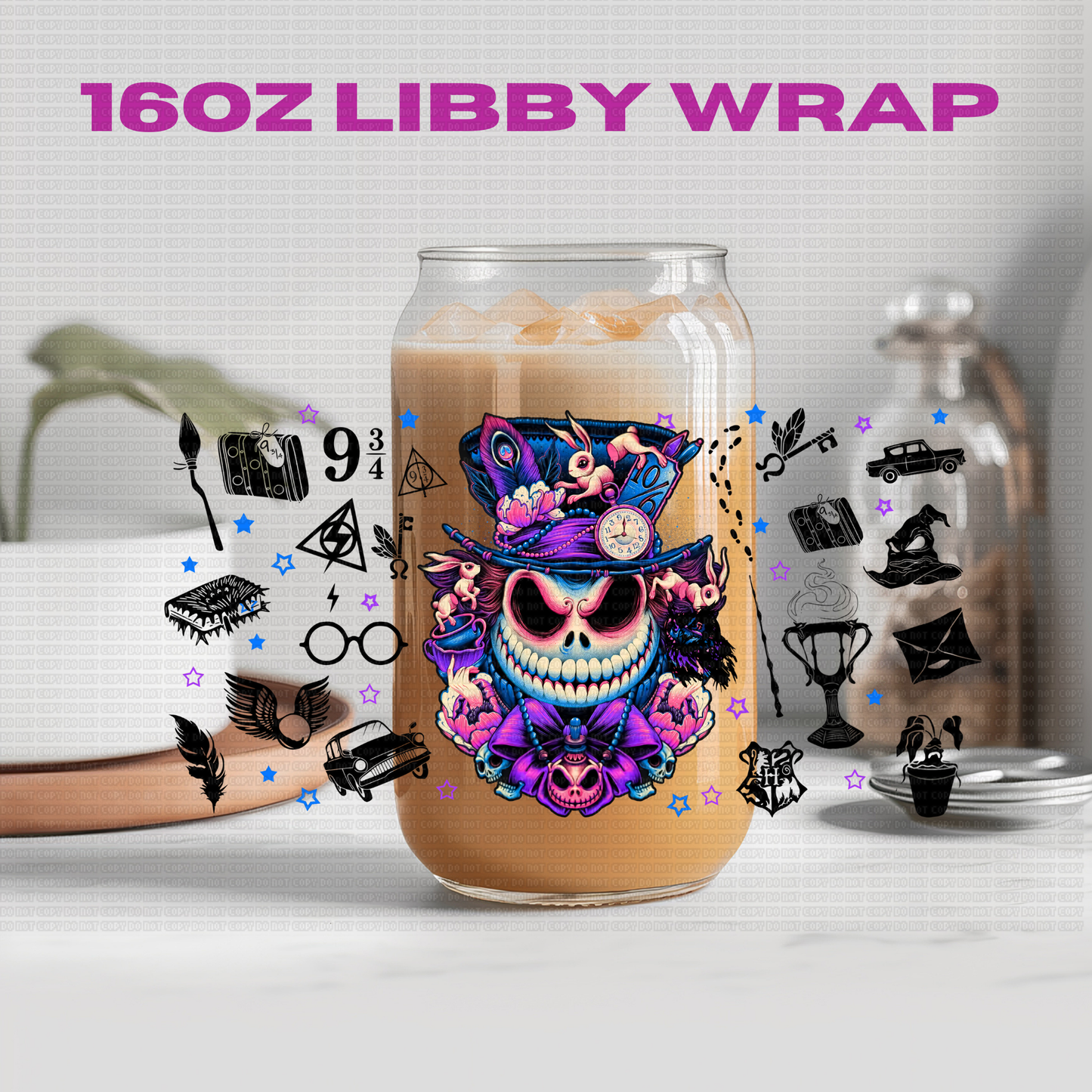 Halloween NBJ Skeleton Jak Collection - 16 oz / 20 oz Libby UV DTF Wrap