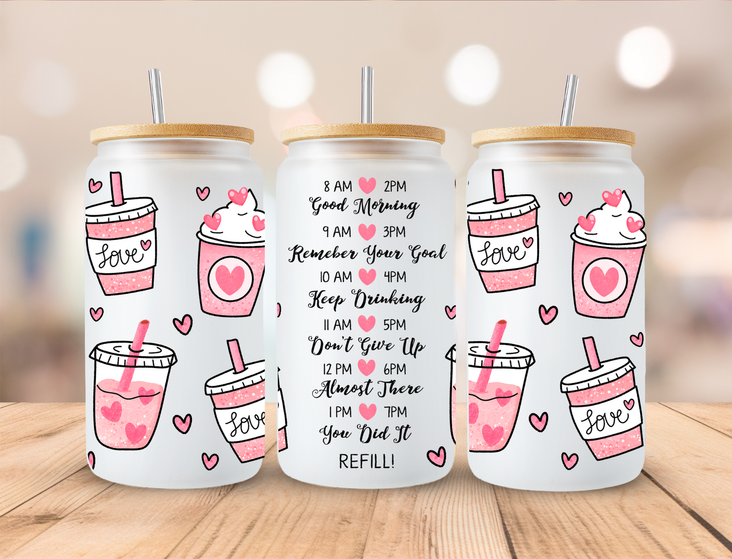 Valentines Multi Frap - 16 oz Libby UV DTF Wrap