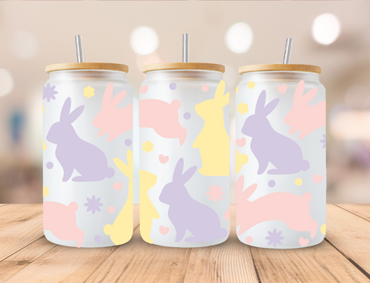 Pastel Easter Bunny Rabbits - 16 oz / 20 oz Libby UV DTF Wrap