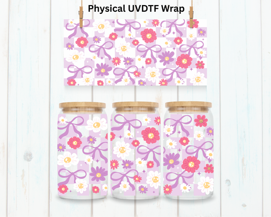 Checkered Floral Coquette Bow - 16 oz / 20 oz Libby UV DTF