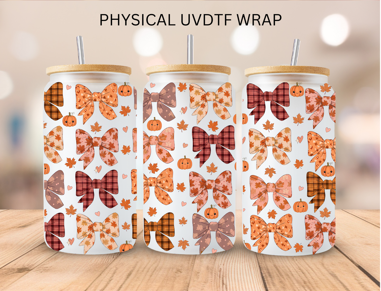 Fall Bows - 16 oz / 20 oz Libby UV DTF Wrap