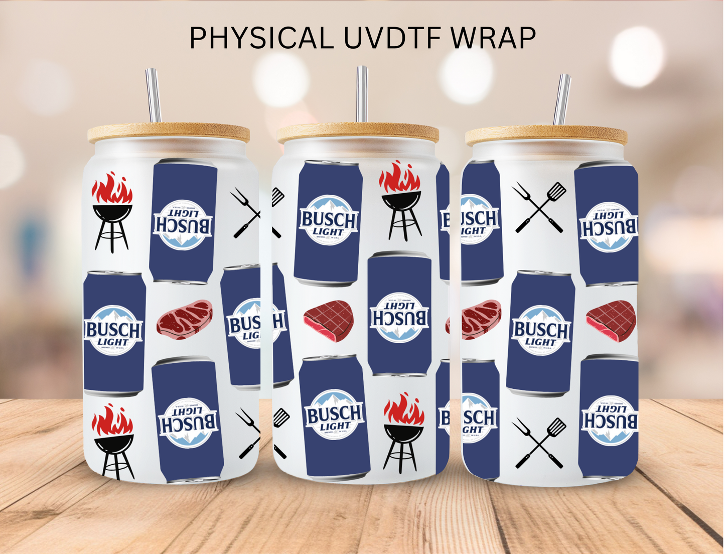 Busch Grill Drink - 16 oz / 20 oz Libby UV DTF Wrap