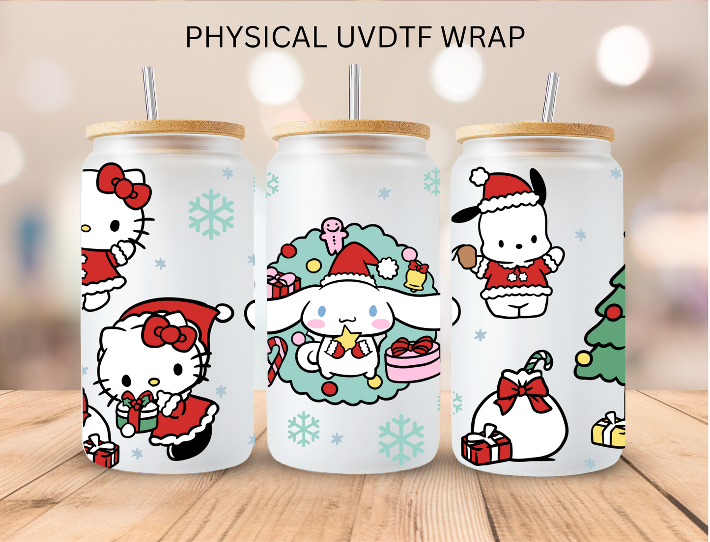 Kitty Christmas - 16 oz / 20 oz Libby UV DTF Wrap