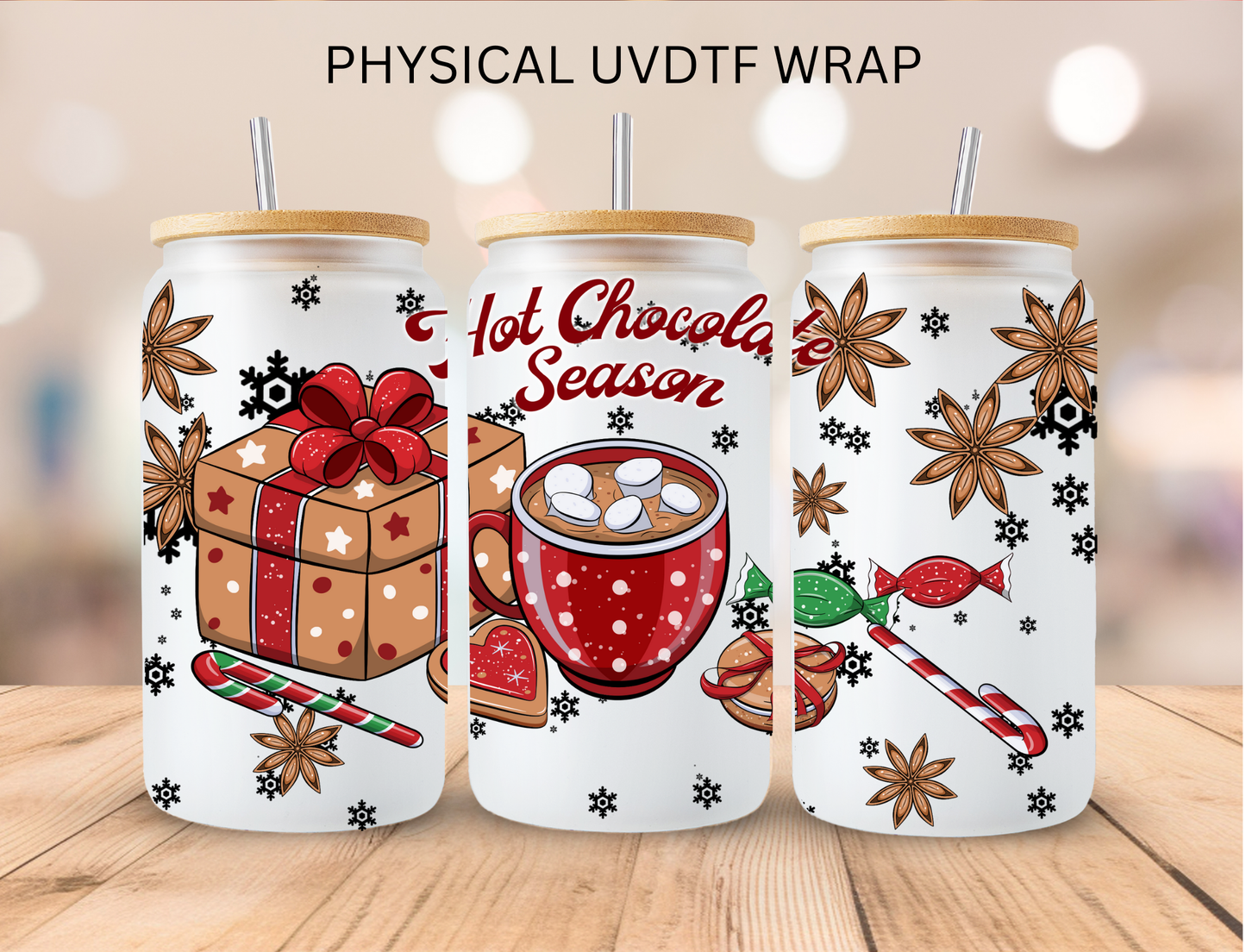 Christmas Hot Cocoa Season - 16 oz / 20 oz Libby UV DTF Wrap
