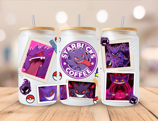 Purple Pokemon Coffee - 16 oz / 20 oz Libby UV DTF Wrap
