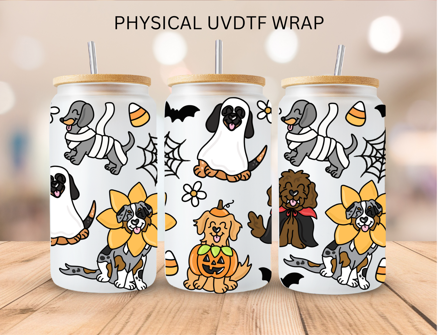 Halloween Dogs - 16 oz / 20 oz Libby UV DTF Wrap