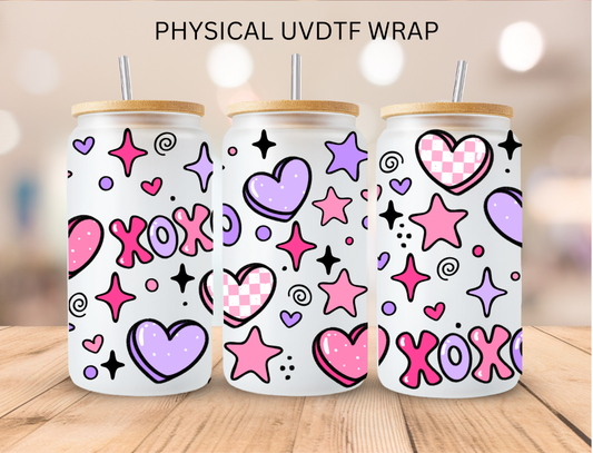 Valentines XOXO Hearts - 16 oz / 20 oz Libby UV DTF Wrap