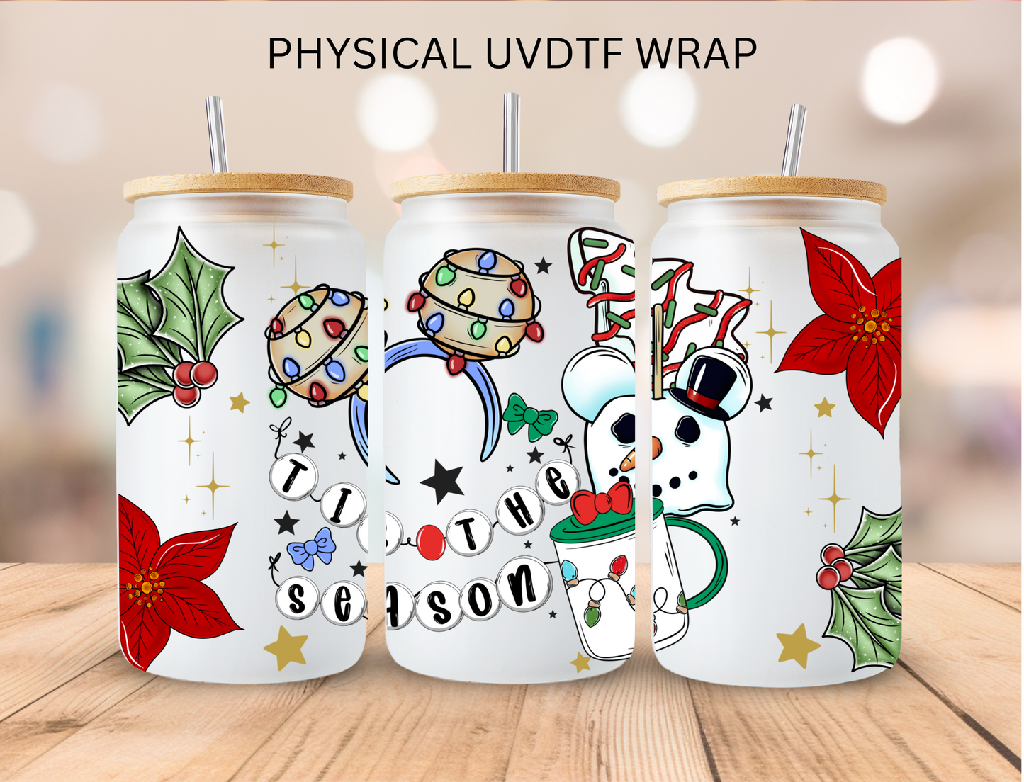 Christmas Tis The season - 16 oz / 20 oz Libby UV DTF Wrap