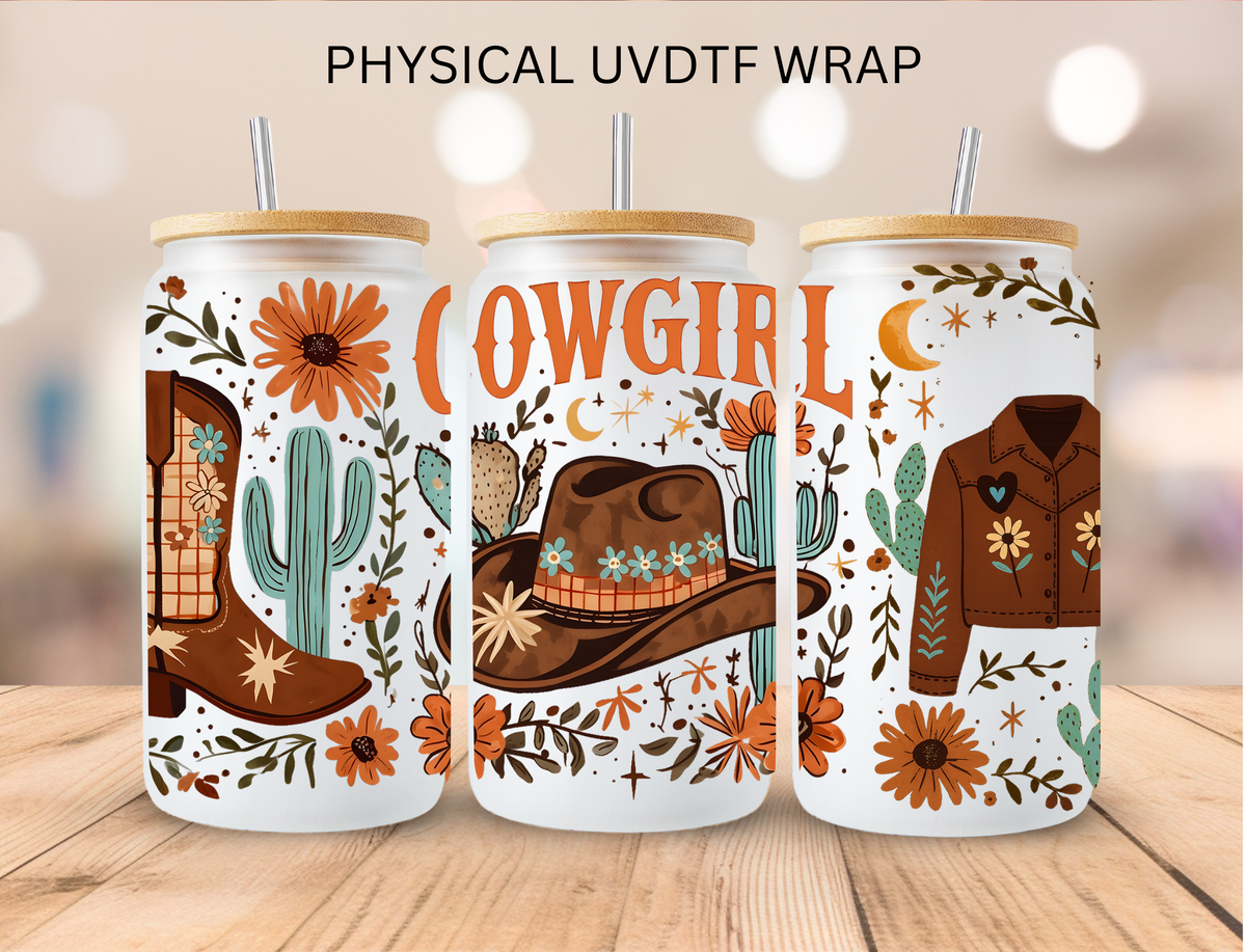 Western Floral Cowgirl - 16 oz / 20 oz Libby UV DTF