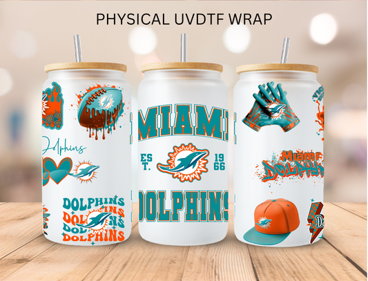 Dolphins NFL Team - 16 oz / 20 oz Libby UV DTF Wrap