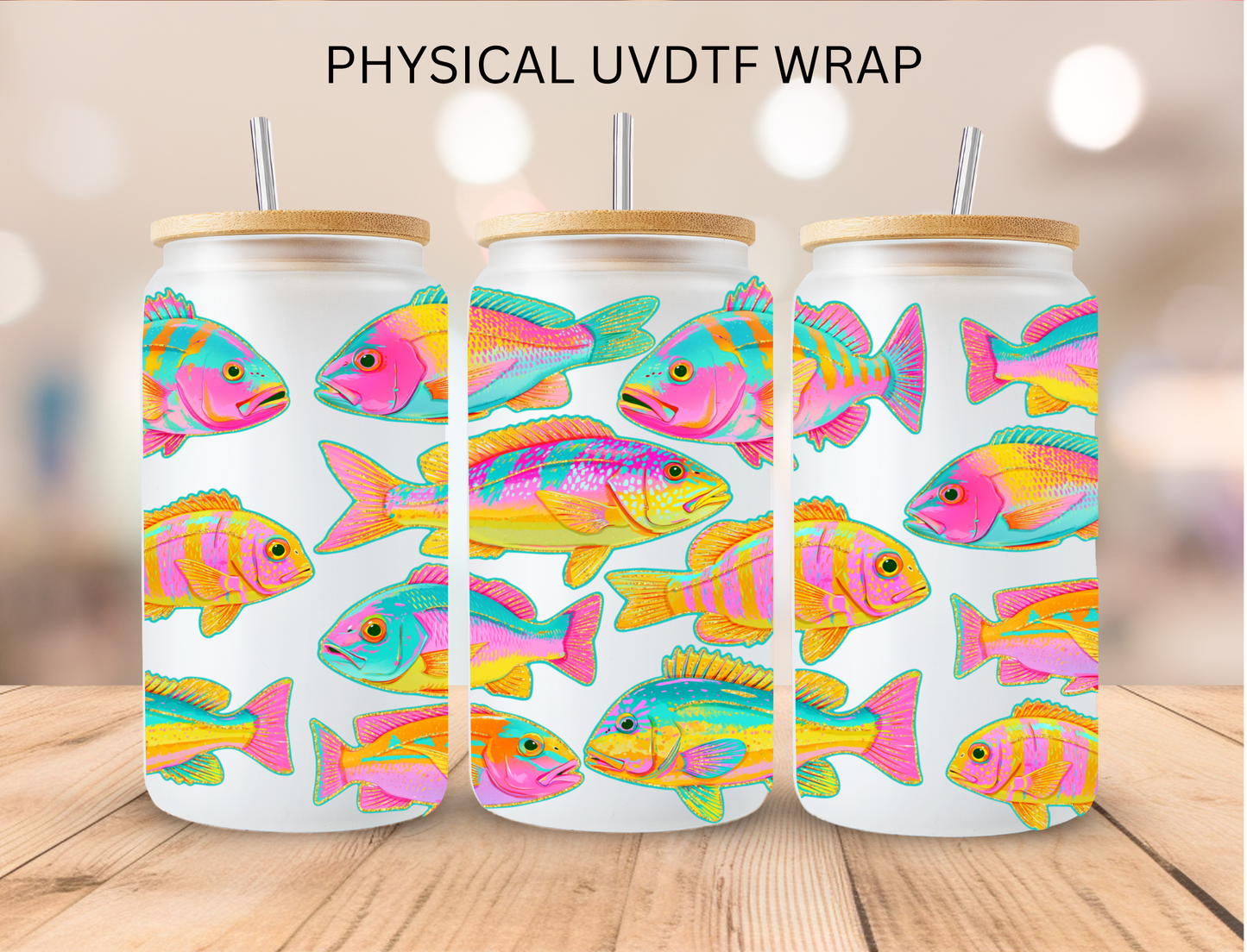 Rainbow Fish - 16 oz / 20 oz Libby UV DTF Wrap