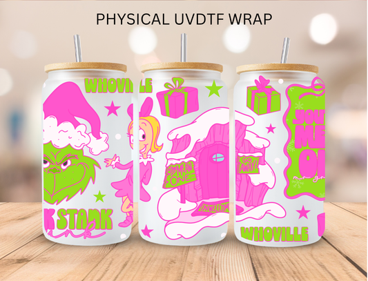 Pink Christmas Cindy Girl - 16 oz / 20 oz Libby UV DTF Wrap