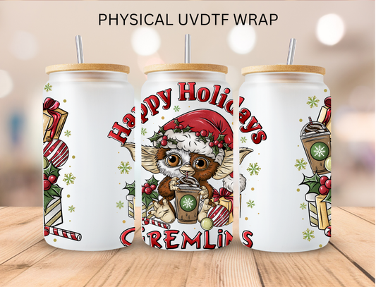 Happy Holidays Gremlins - 16 oz / 20 oz Libby UV DTF Wrap