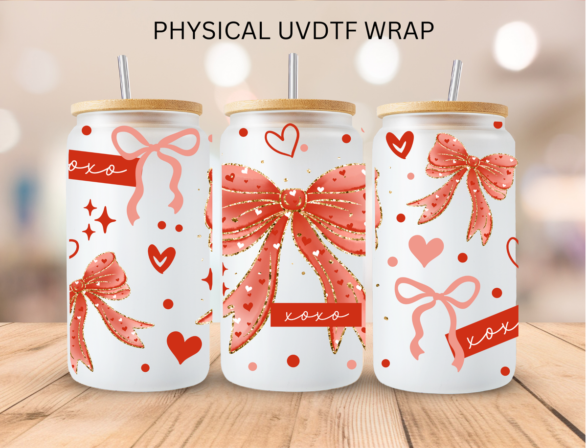 Valentine Bows XOXO - 16 oz / 20 oz Libby UV DTF