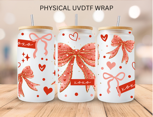 Valentine Bows XOXO - 16 oz / 20 oz Libby UV DTF